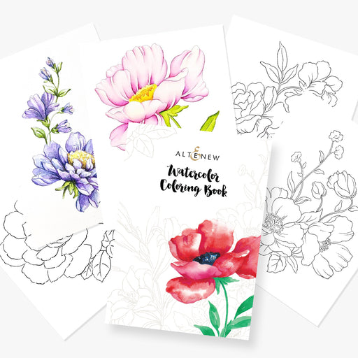 Watercolor Coloring Book (24 sheets, 12 designs)