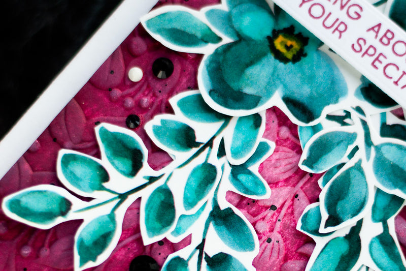 Easy Floral Design with Teal Shadow Washi Tape