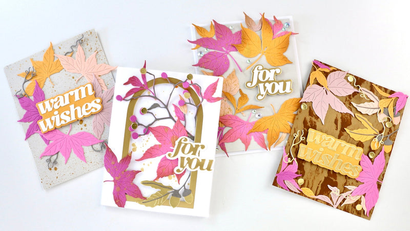 How to Make 4 Fall Cards with 1 Color Palette & 2 Die Sets