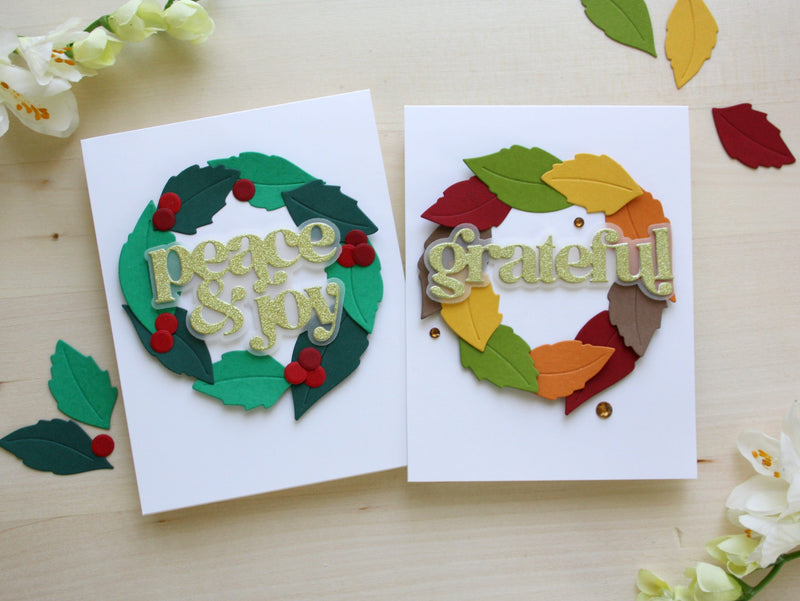 2 Clean and Simple Holiday Wreath Cards Using ONLY DIES!