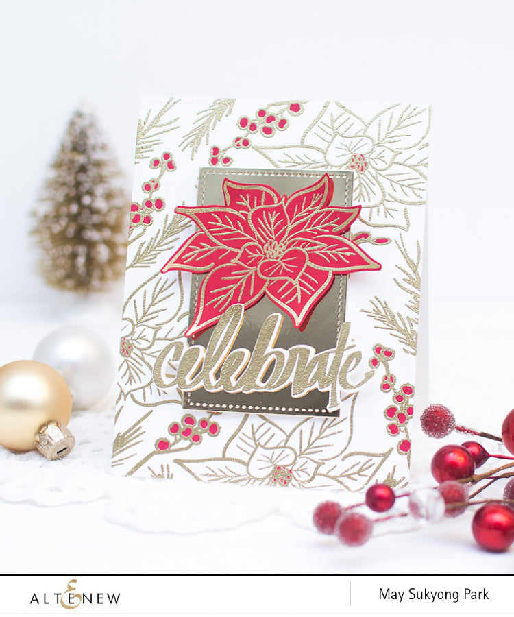 Video: Poinsettia Card with Gold Embossed Background