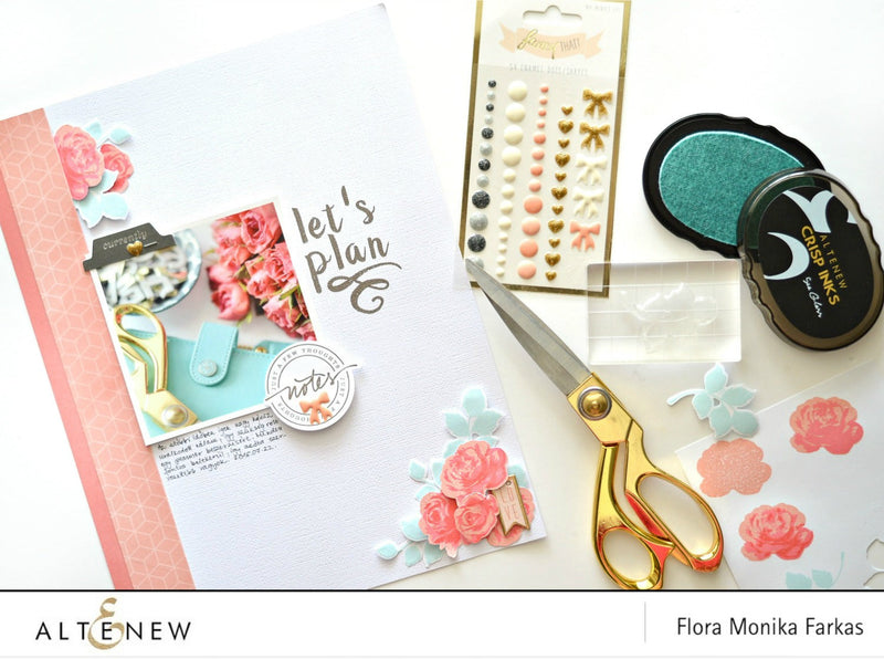 Roses on scrapbook layout