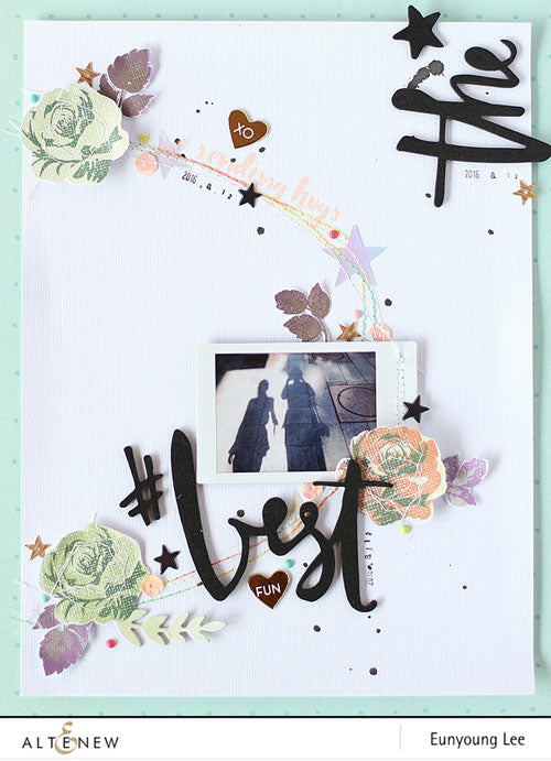 A Wreath Layout with Vintage flowers stamp
