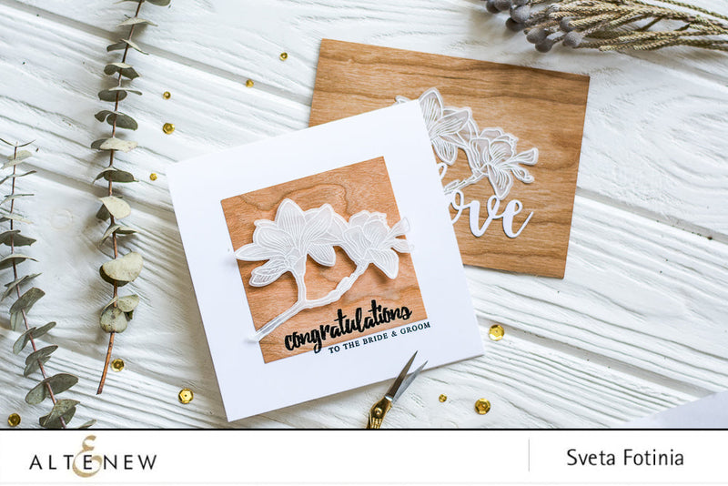Wedding card and envelope with Magnolia