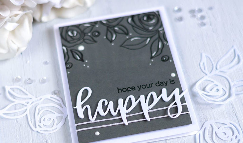 Gray Monochromatic Card with Bamboo Rose