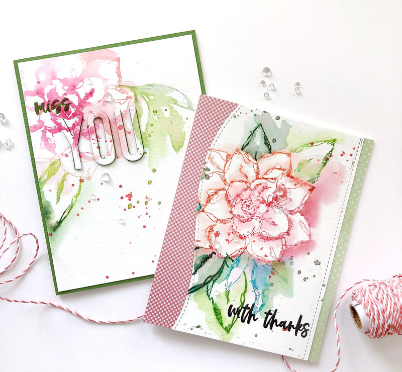 Stamping and Water Painting Technique with Inked Flora