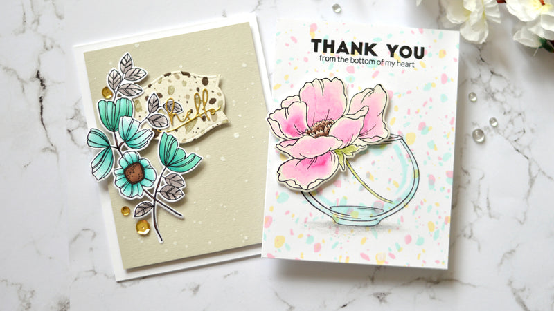 2 Beautiful Floral Cards w/ Stone Mosaic Stamps (Very Unique!) Take 2 with Therese VIDEO Tutorial