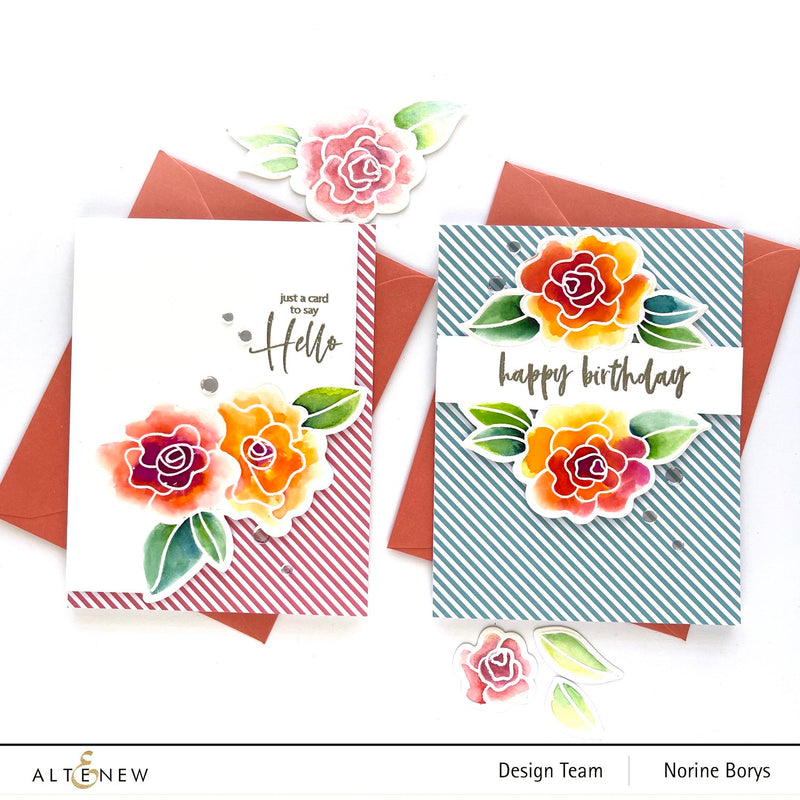 Partial Die-Cutting with Wavy Roses Stamp Set