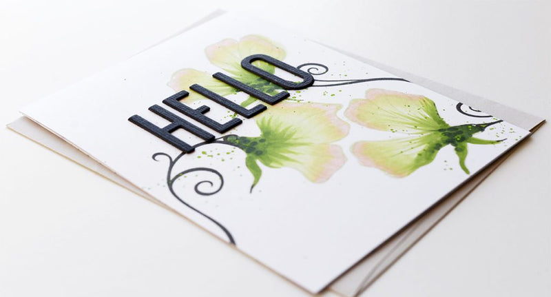 Floral Hello Card with Fine Alphabet Die Set