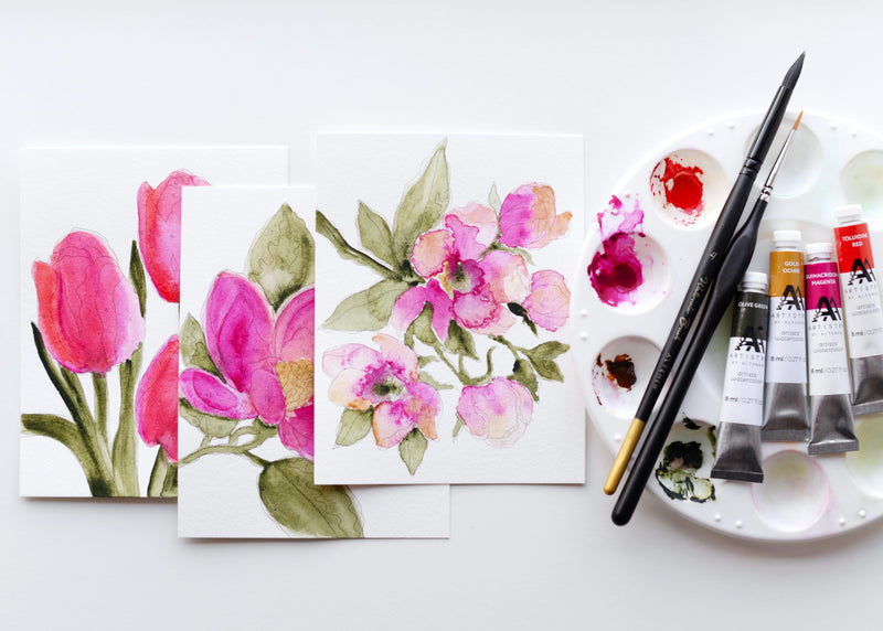 Paint-by-Number Watercoloring with Artists’ Watercolor Tubes