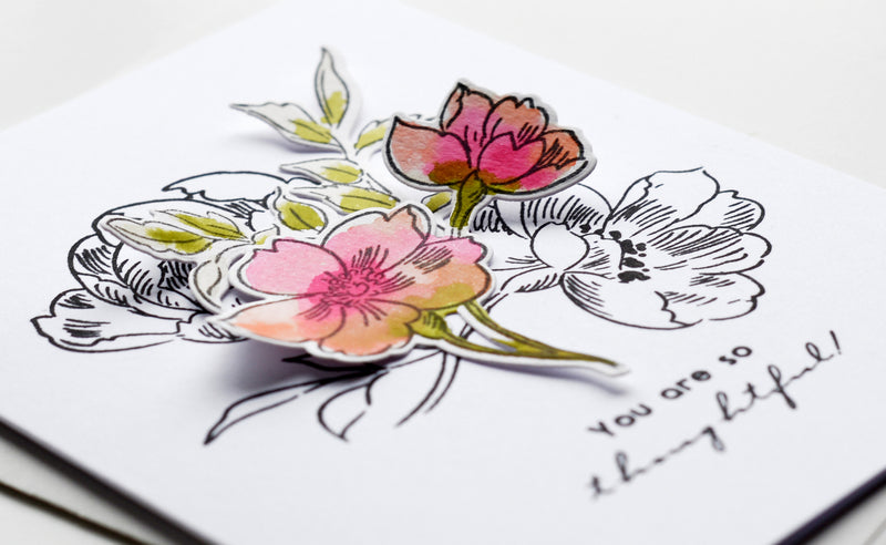Clean and Simple Card with Pen Sketched Flowers