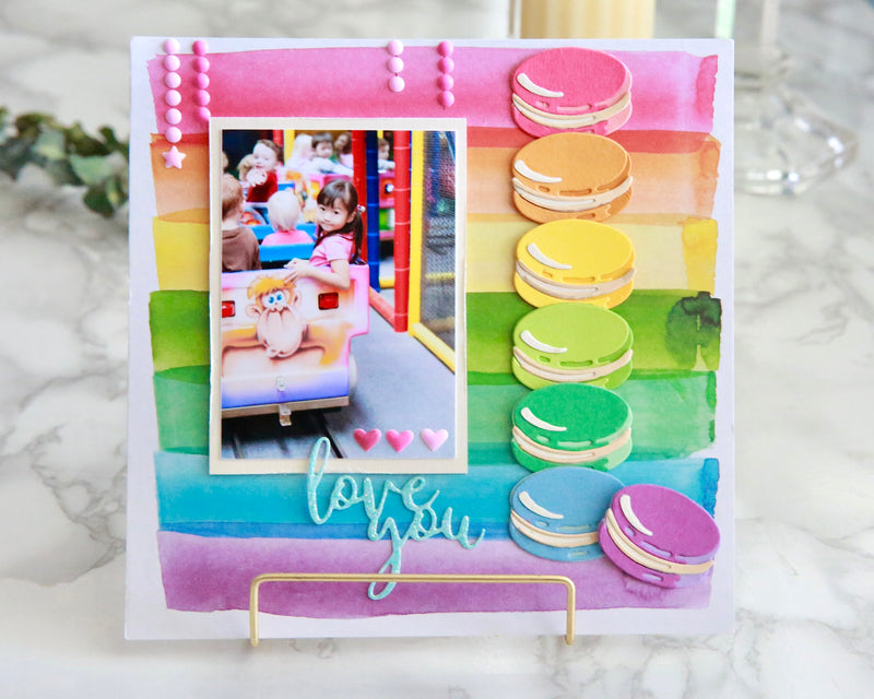 Add Delightful Rainbow Macarons on Memory-Keeping Layout