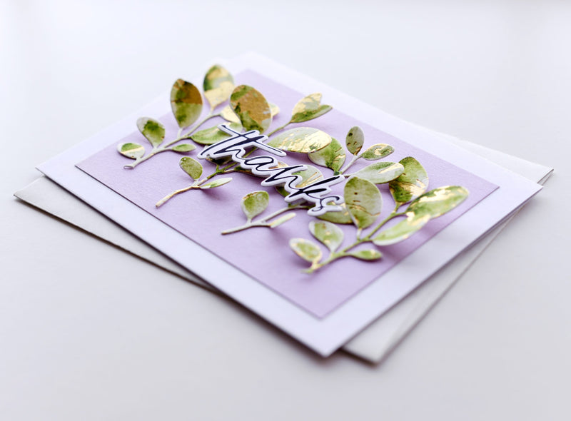CAS Leafy Card with Faux Gilding Flakes Technique