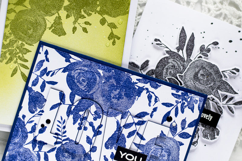 How to Create Monochromatic Cards Using Watercolor Halftone Stamp Set