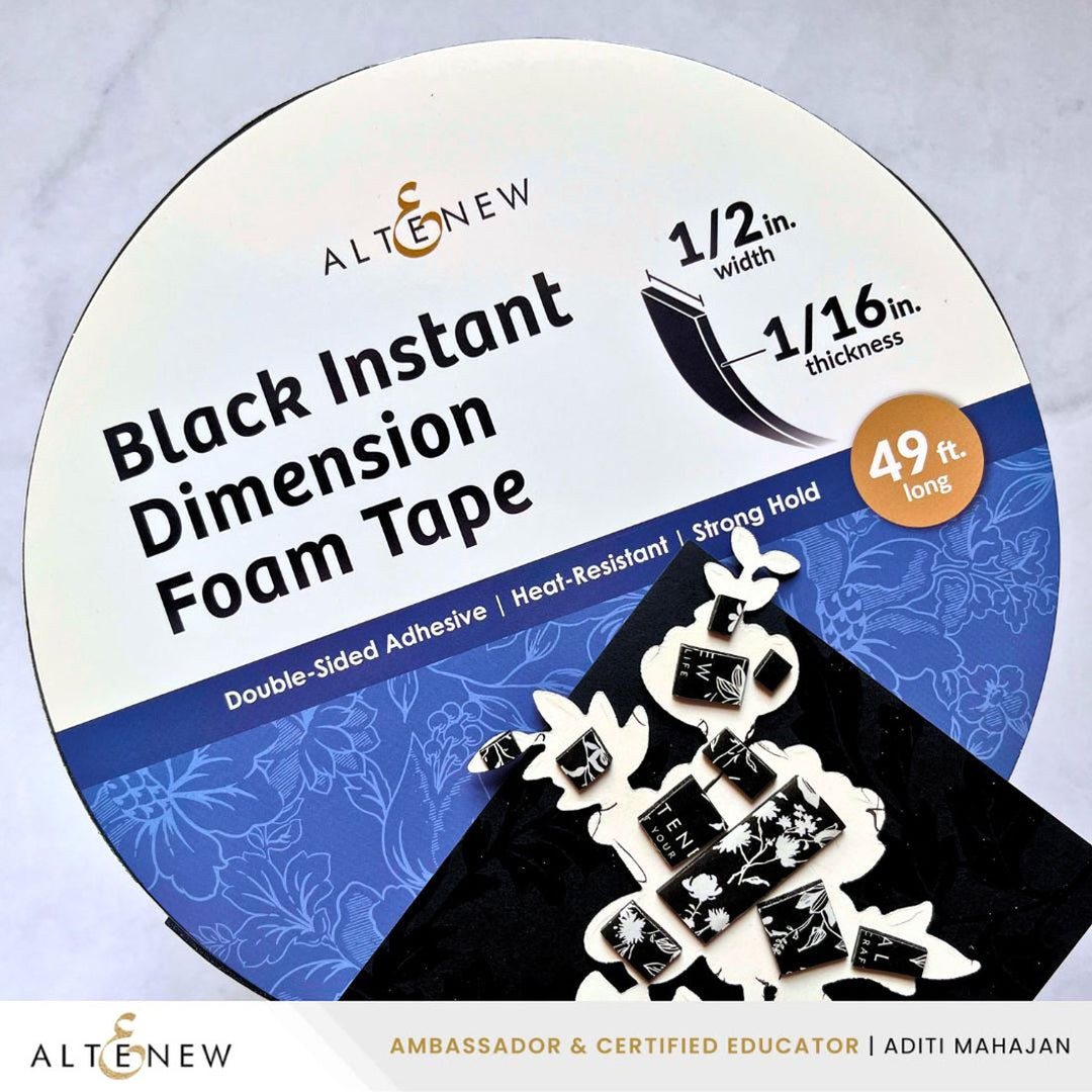 Black Instant Dimension Foam Tape - 1/16'' x 1/2'' x 15m - Altenew