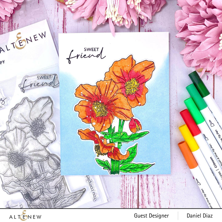 Photocentric Clear Stamps Paint-A-Flower: Himalayan Poppy Outline Stamp Set
