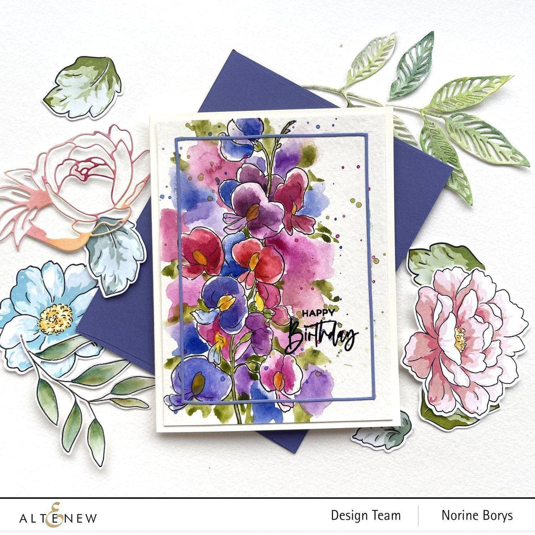 Photocentric Clear Stamps Paint-A-Flower: Sweet Pea Outline Stamp Set