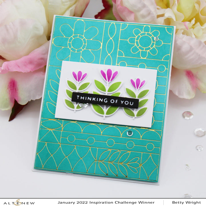 Altenew Die & Stencil & Hot Foil Plate & Enamel Elements Bundle Flower Shine