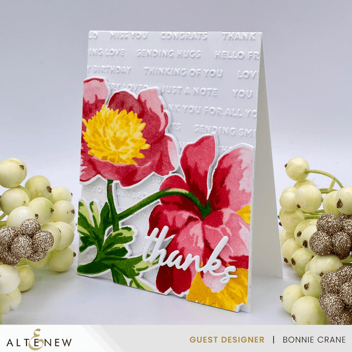 Stencil Art: White Cap Peonies Add-On Die