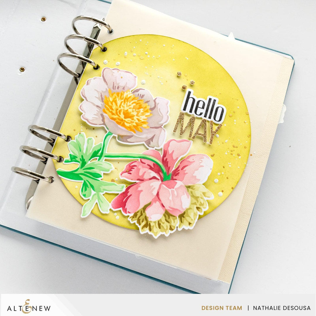 Stencil Art: White Cap Peonies Add-On Die