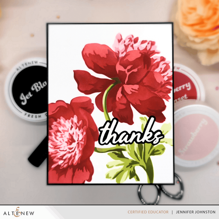 Stencil Art: White Cap Peonies Add-On Die