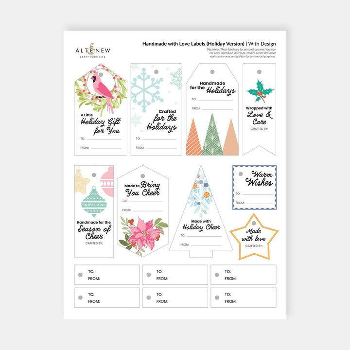 FREE Printable Handmade with Love Labels – Holiday Edition