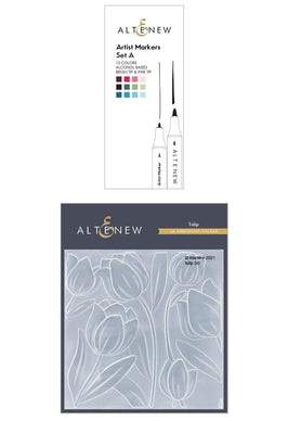 Altenew Embossing Folder & Alcohol Marker Bundle Tulip Embossing Folder & Artist Markers Set A Bundle