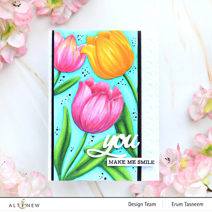 Altenew Embossing Folder & Alcohol Marker Bundle Tulip Embossing Folder & Artist Markers Set A Bundle
