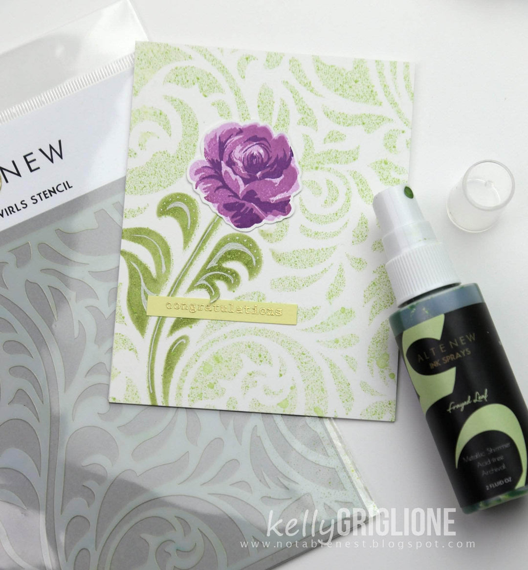 Altenew Ink Spray & Stencil Bundle Elegant Swirls Stencil & Ink Spray Bundle