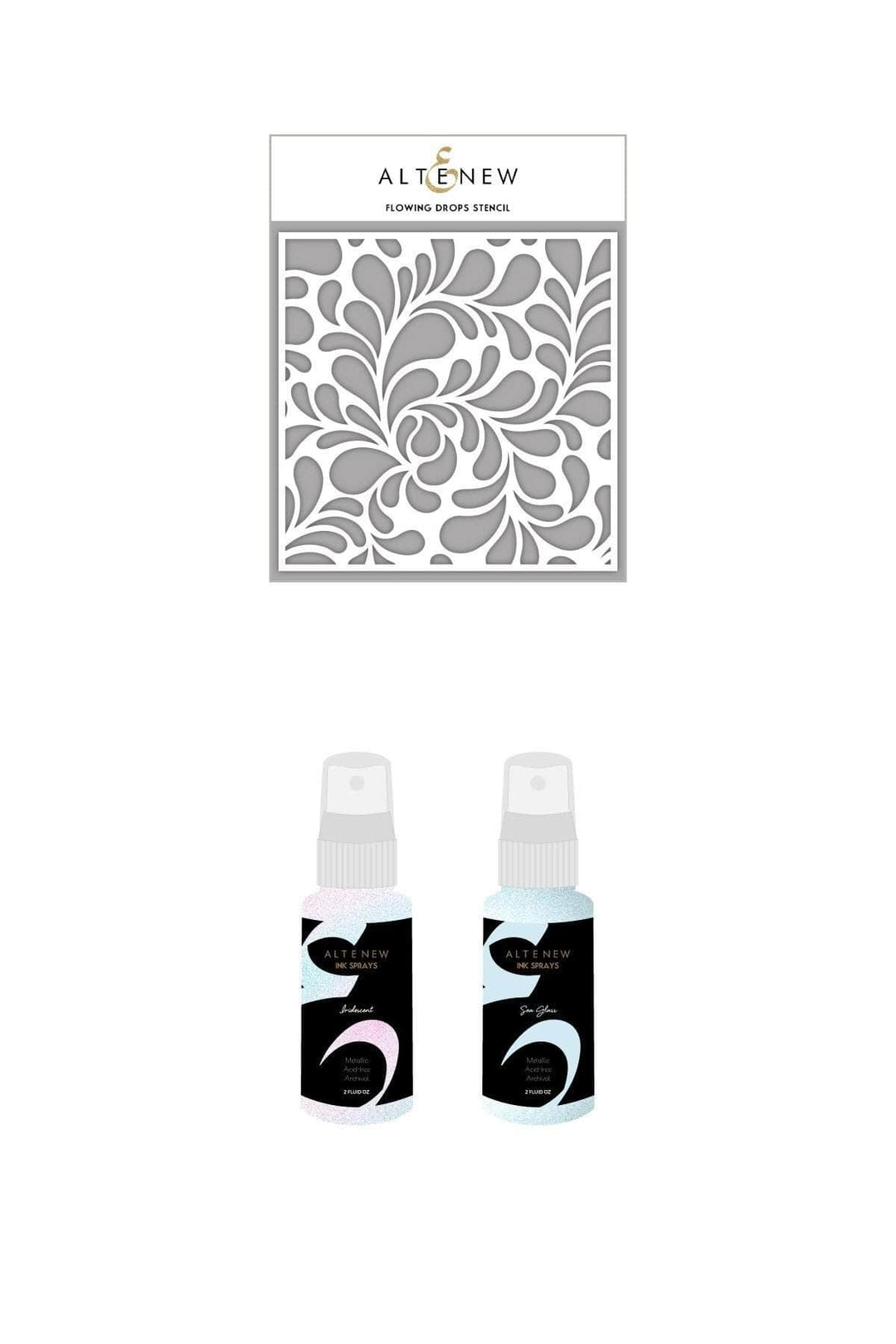 Altenew Ink Spray & Stencil Bundle Flowing Drops Stencil & Ink Spray Bundle