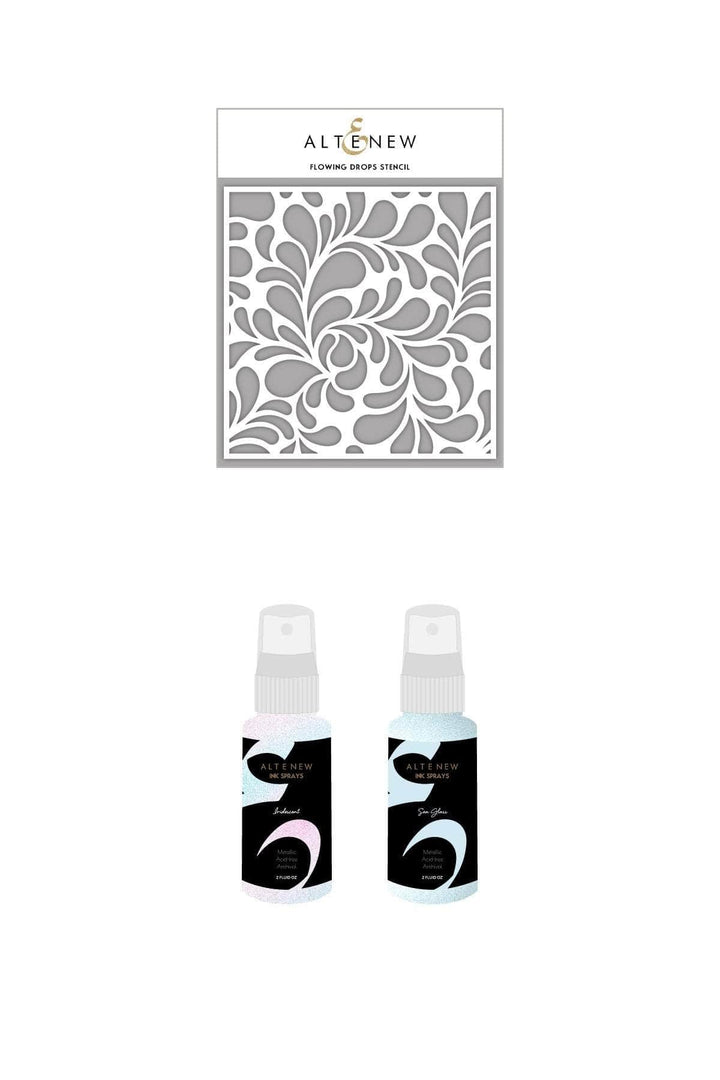 Altenew Ink Spray & Stencil Bundle Flowing Drops Stencil & Ink Spray Bundle