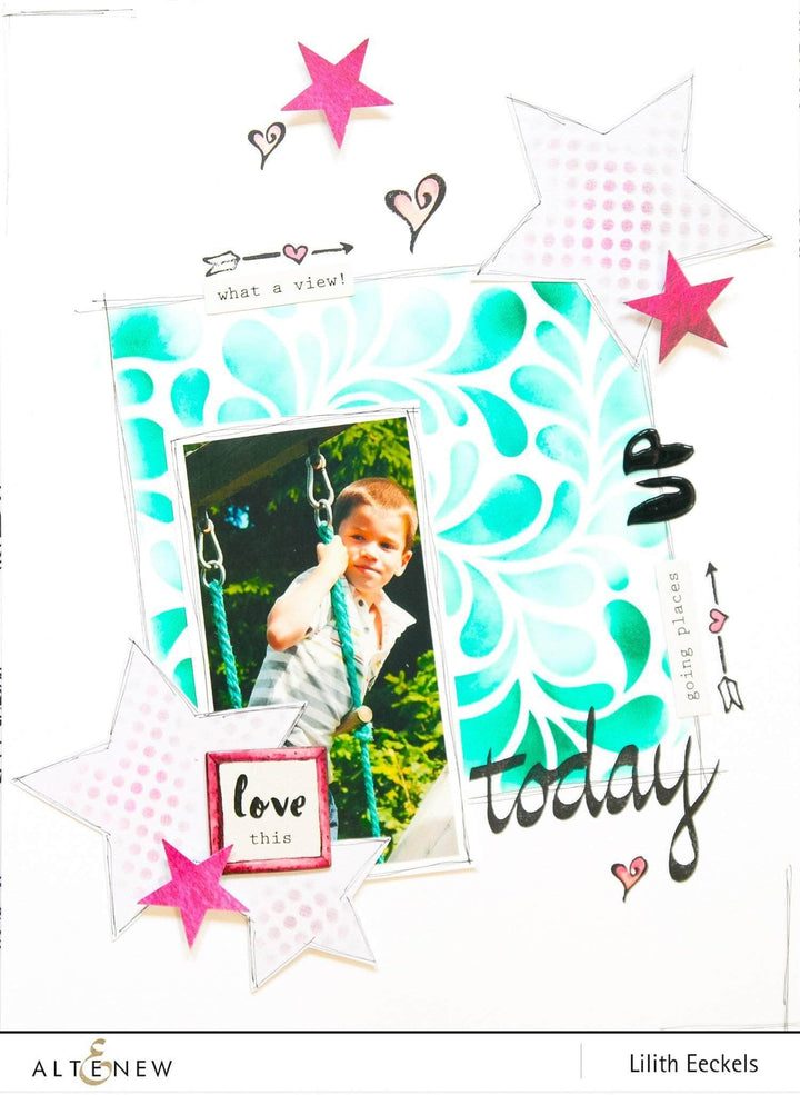 Altenew Ink Spray & Stencil Bundle Flowing Drops Stencil & Ink Spray Bundle