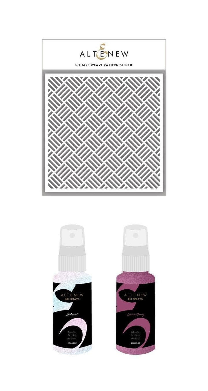Altenew Ink Spray & Stencil Bundle Square Weave Pattern Stencil & Ink Spray Bundle