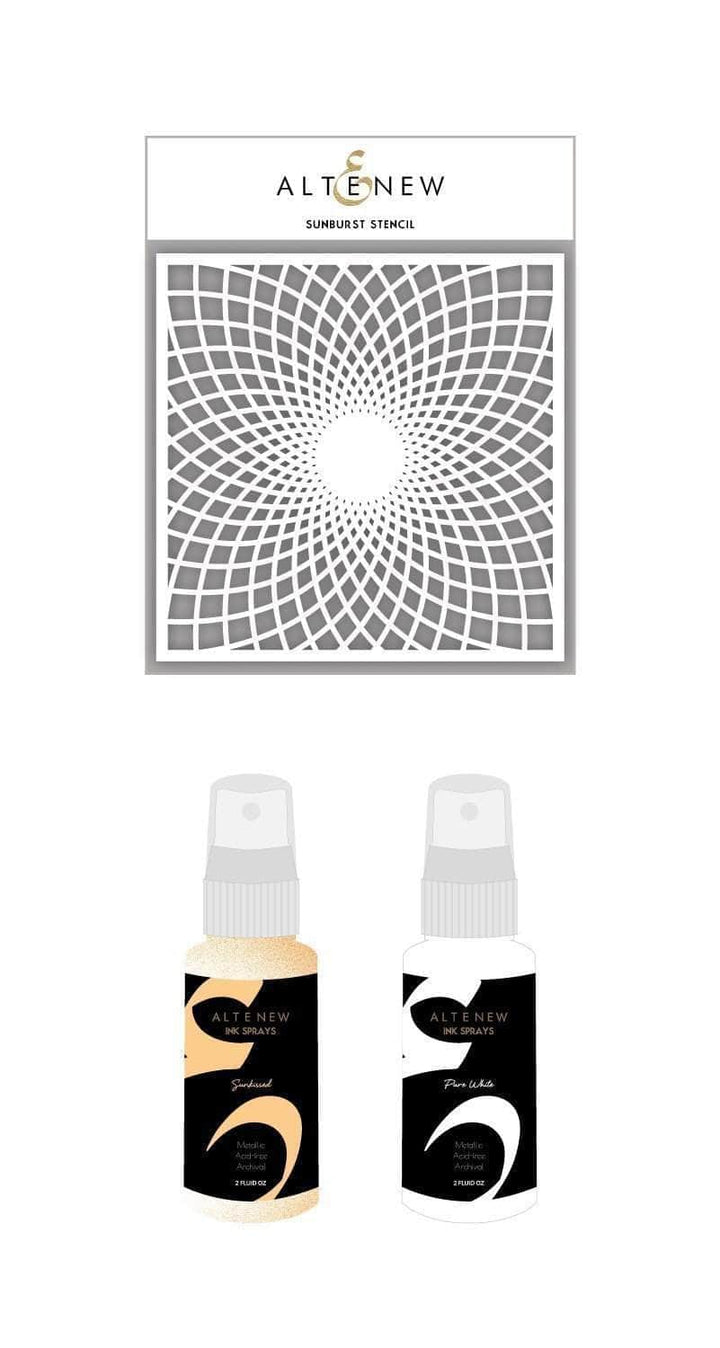 Altenew Ink Spray & Stencil Bundle Sunburst Stencil & Ink Spray Bundle