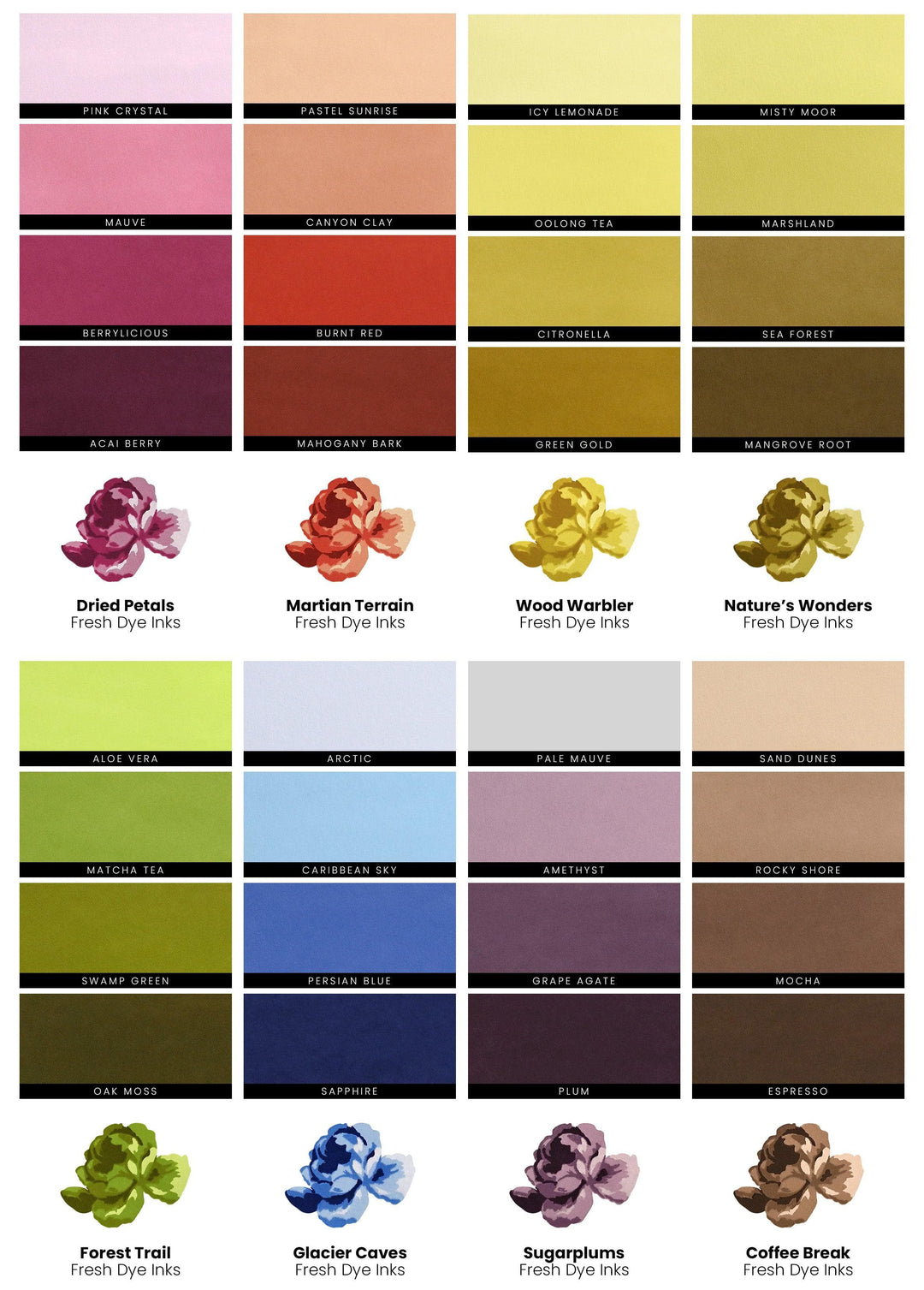 Kaleidoscope of Colors Fresh Dye Ink Mini Cube & Re-inker Bundle