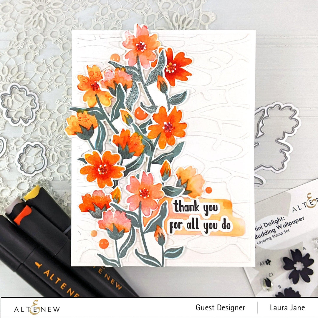 Altenew Mini Delight Mini Delight: Budding Wallpaper Stamp & Die Set