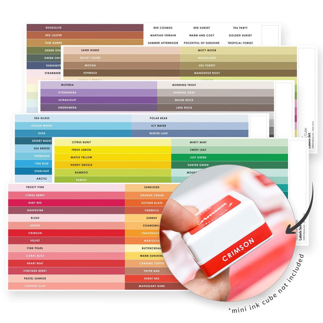 Misil Craft Decals Mini Ink Cube Label Set - All Crisp Dye Ink Colors (6 Sheets)