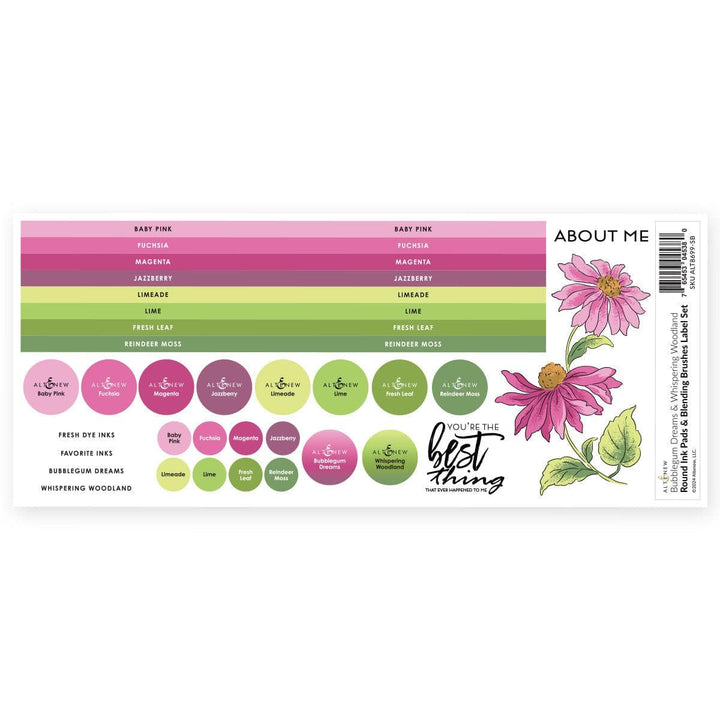Round Ink Pads & Blending Brushes Label Set - Whispering Woodland, Bubblegum Dreams