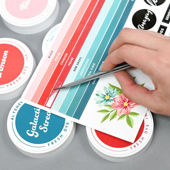 Round Ink Pads Label Set - ChromaBloom Delights Fresh Dye Ink Bundle