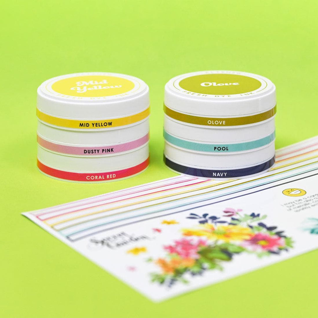 Round Ink Pads Label Set - Colorful Charisma Fresh Dye Ink Bundle
