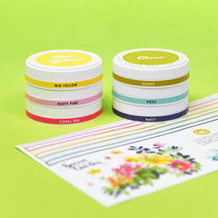 Round Ink Pads Label Set - Colorful Charisma Fresh Dye Ink Bundle