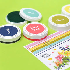Round Ink Pads Label Set - Colorful Charisma Fresh Dye Ink Bundle
