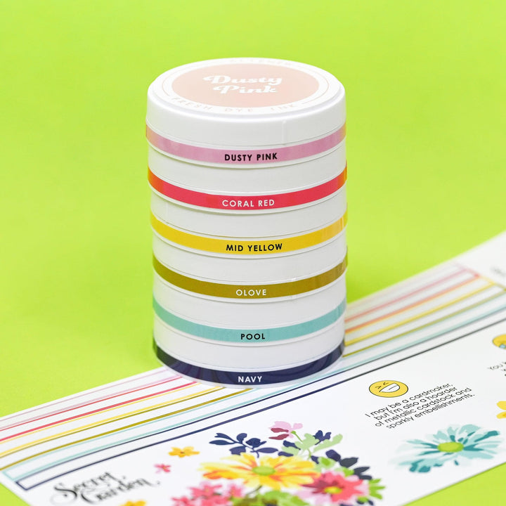 Misil Craft Decals Round Ink Pads Label Set - Deco Garden