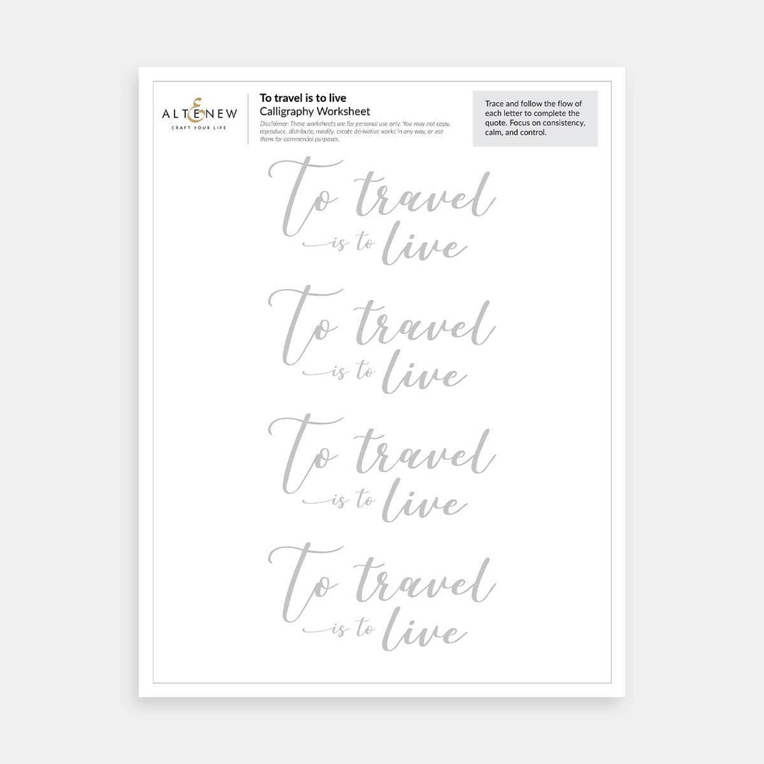Travel-Inspired Calligraphy Worksheets (Printed) – Brush Lettering for Beginners!