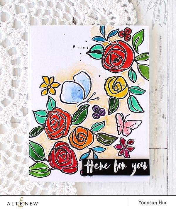 Altenew Stamp & Die Bundle Bamboo Rose Stamp & Die Bundle