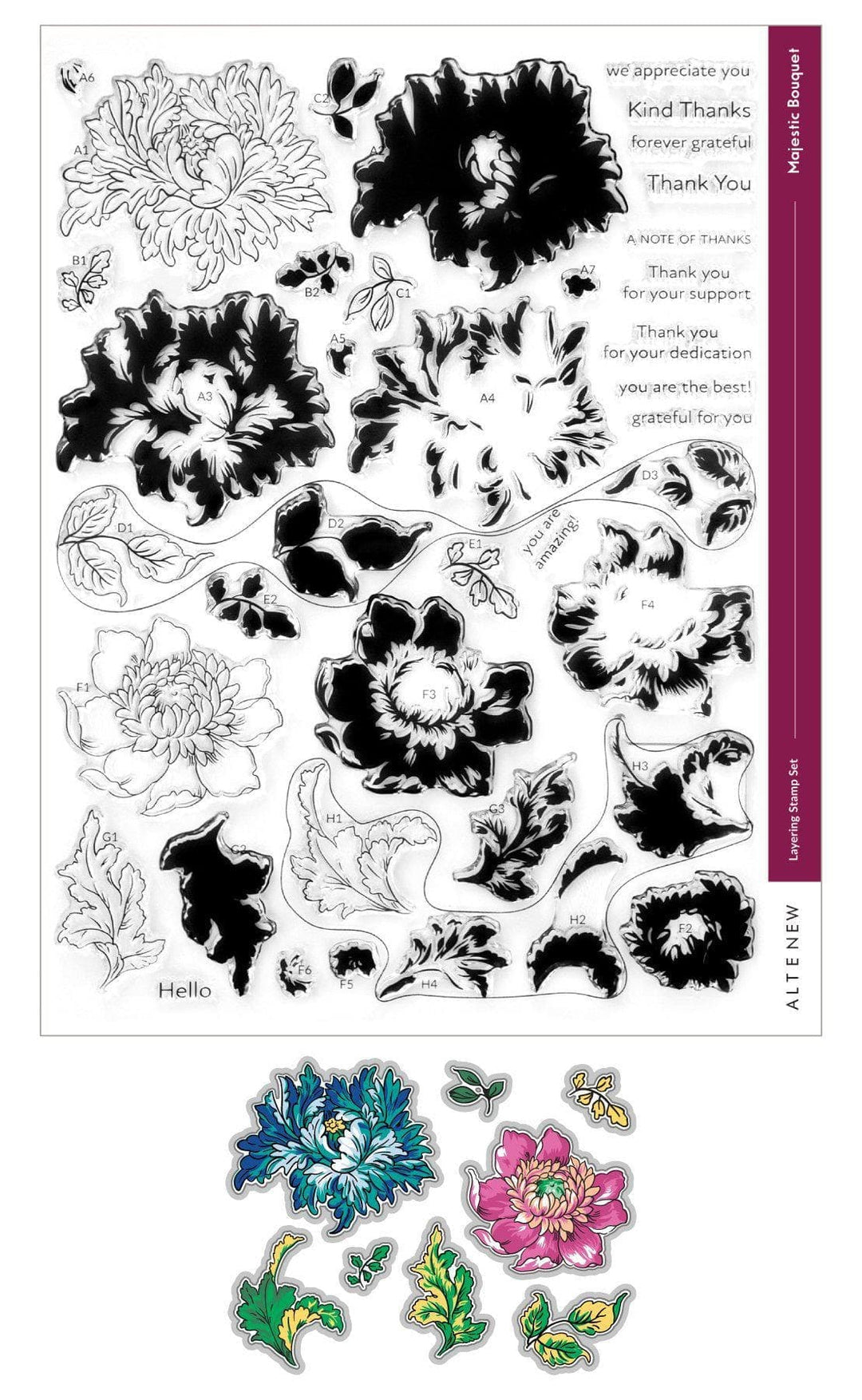 Altenew Stamp & Die Bundle Majestic Bouquet Stamp & Die Bundle