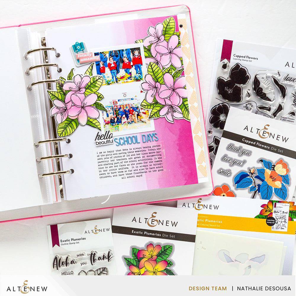 Altenew Stamp & Die & Stencil Bundle Exotic Plumerias