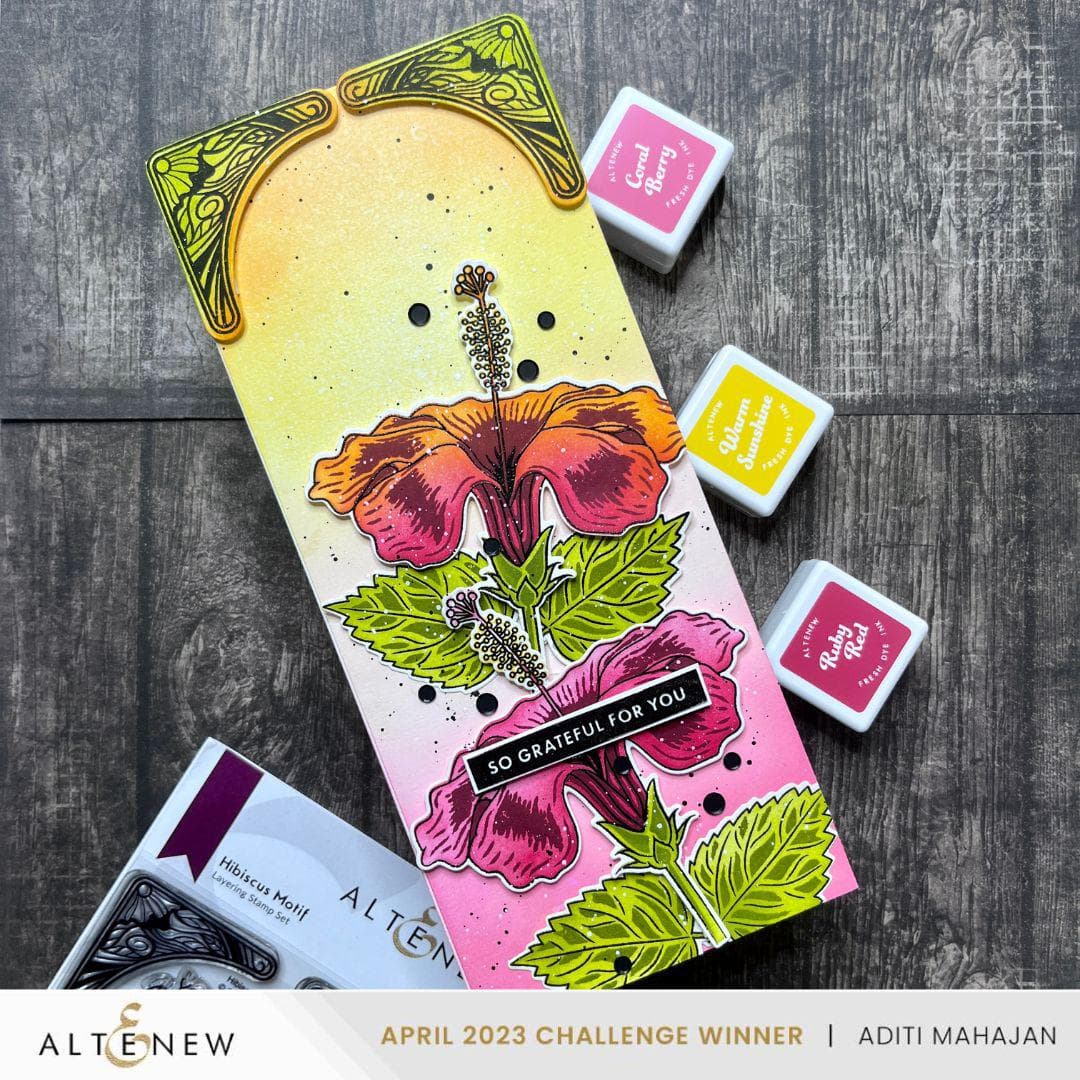 Altenew Stamp & Die & Stencil Bundle Hibiscus Motif