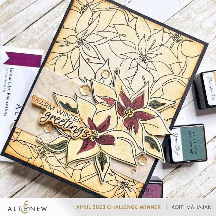 Altenew Stamp & Die & Stencil Bundle Linear Life Poinsettias