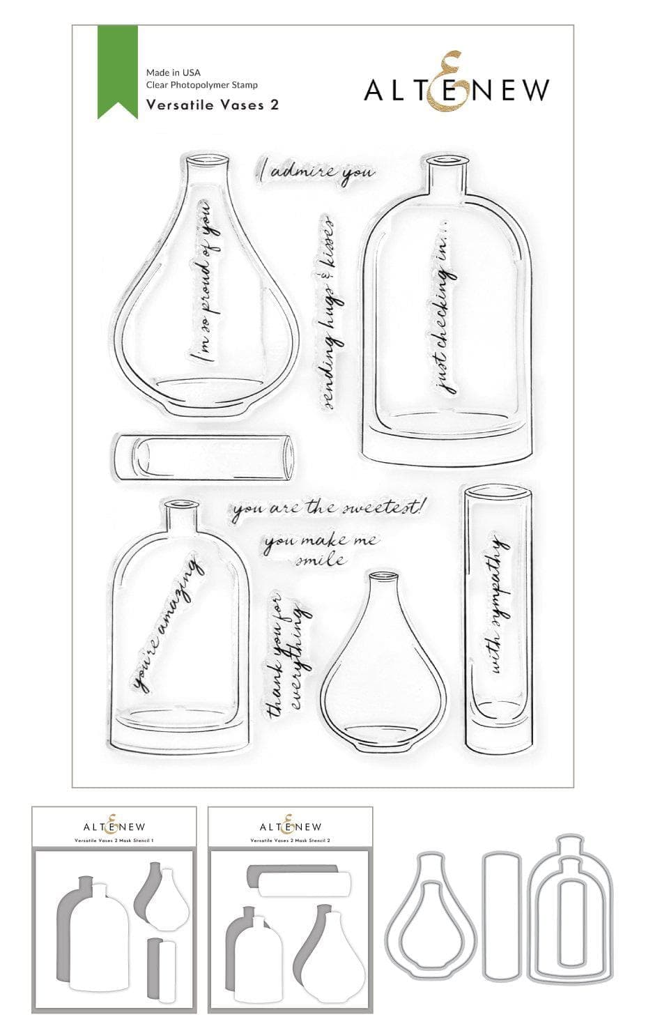 Altenew Stamp & Die & Stencil Bundle Versatile Vases 2 Stamp & Die & Mask Stencil Bundle